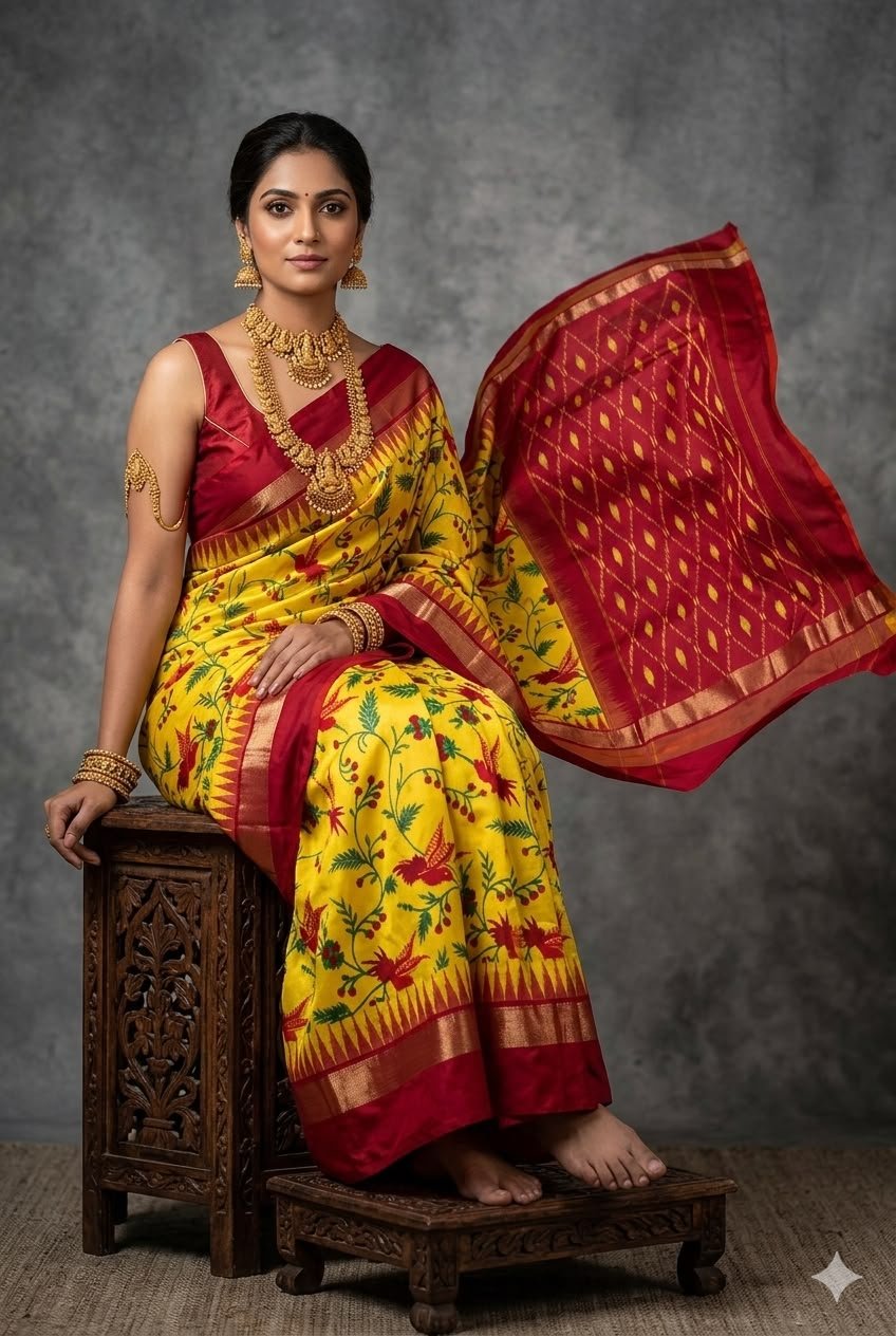 Ikat Print Saree - PUSNG22-IPRSIICDC-14