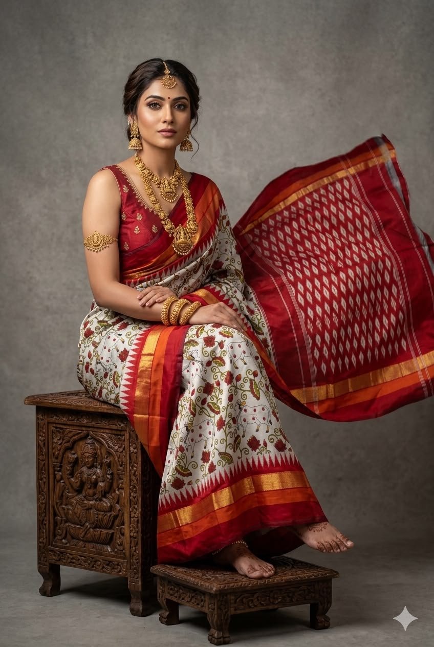 Ikat Print Saree - PUSNG22-IPRSIICDC-15
