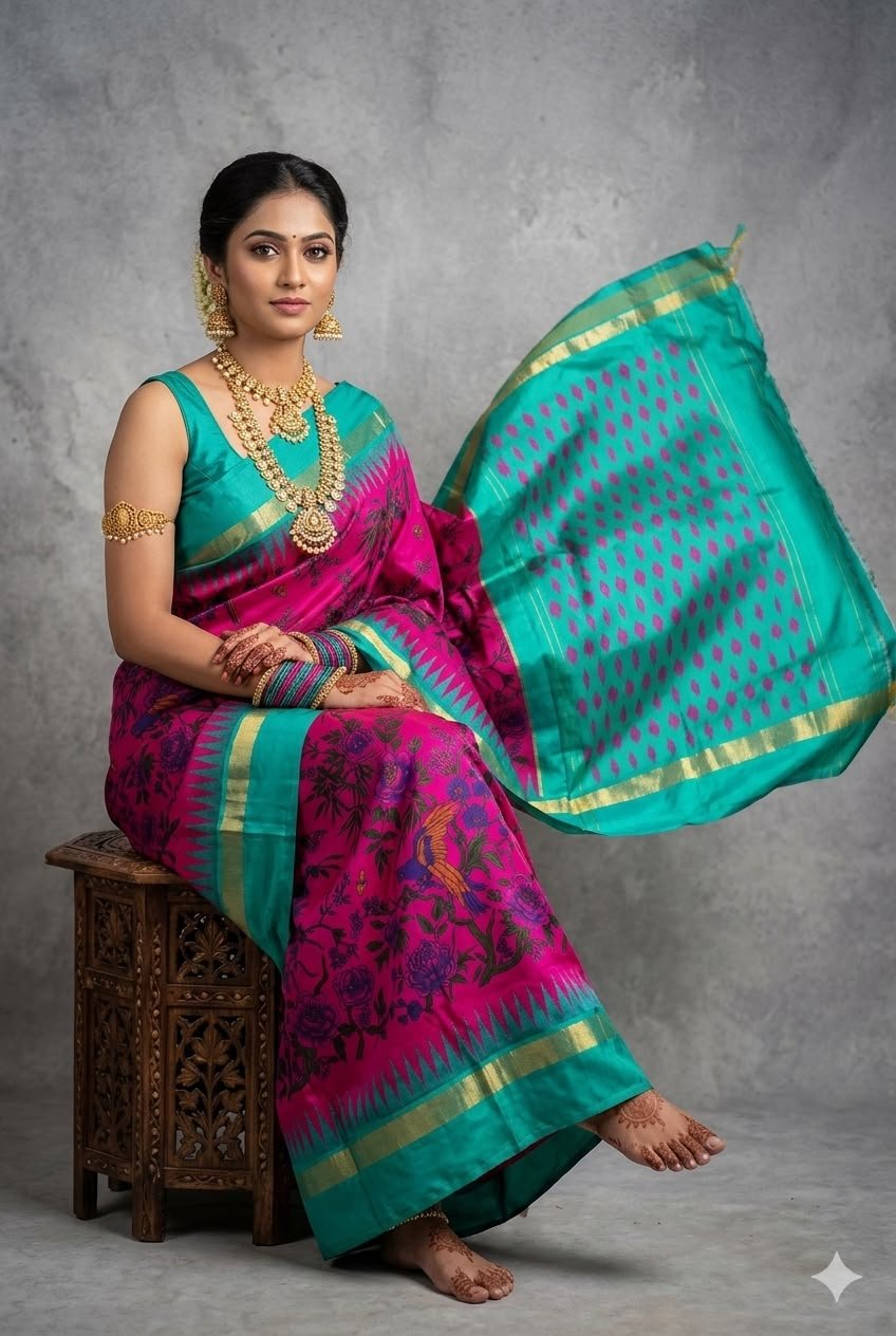 Ikat Print Saree - PUSNG22-IPRSIICDC-16
