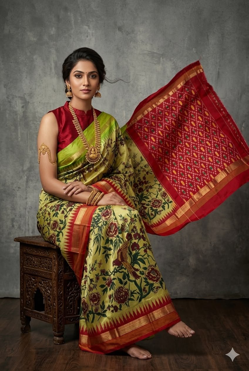 Ikat Print Saree - PUSNG22-IPRSIICDC-18