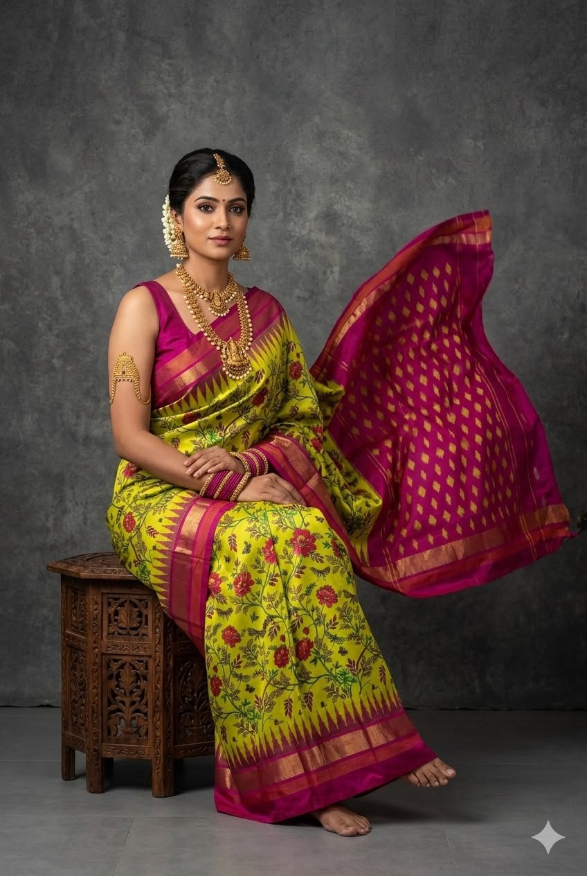 Ikat Print Saree - PUSNG22-IPRSIICDC-19