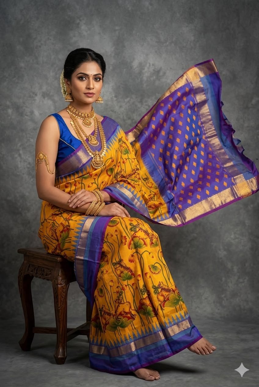 Ikat Print Saree - PUSNG22-IPRSIICDC-20