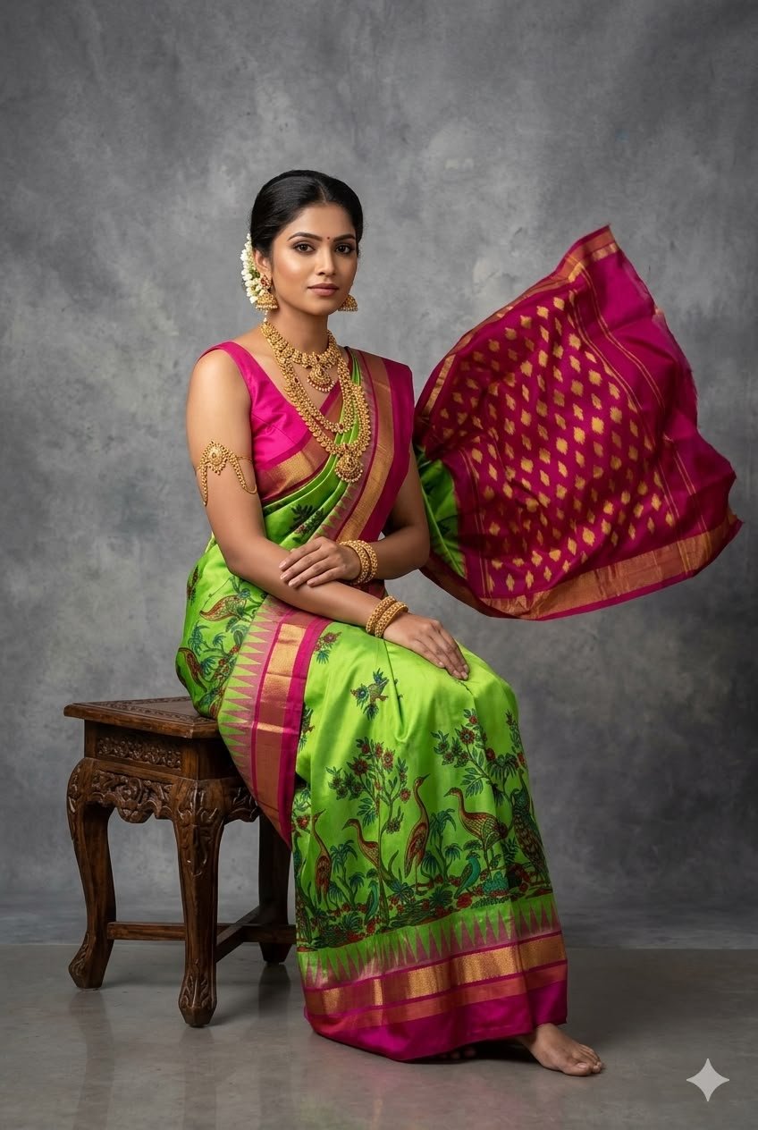 Ikat Print Saree - PUSNG22-IPRSIICDC-21