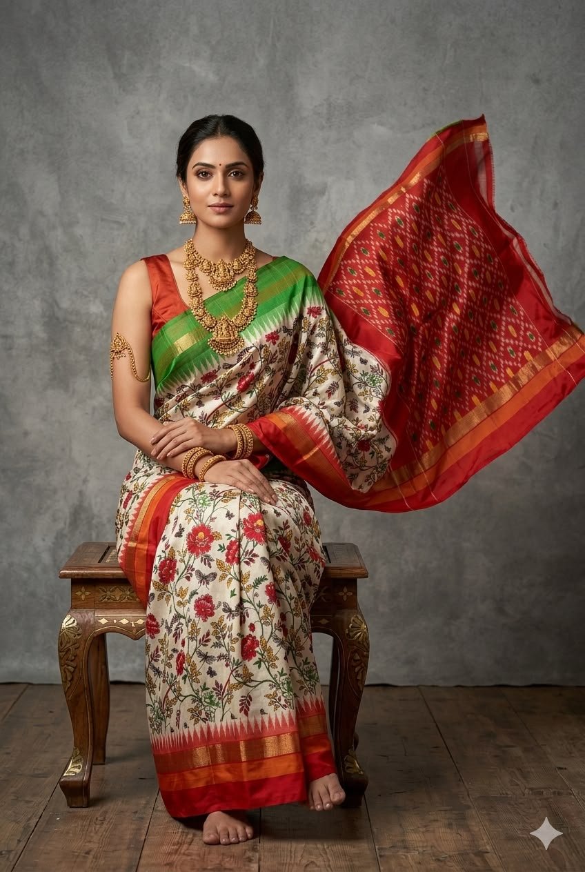 Ikat Print Saree - PUSNG22-IPRSIICDC-22