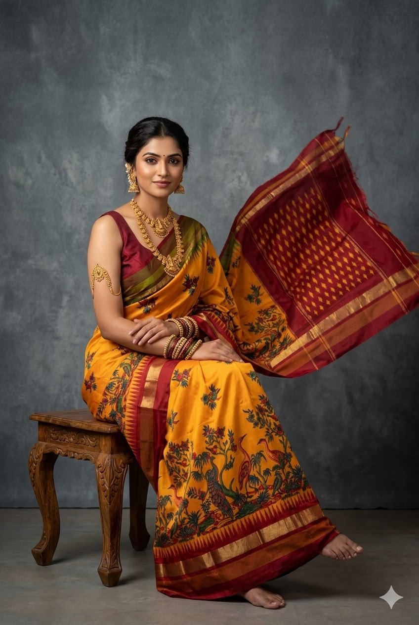 Ikat Print Saree - PUSNG22-IPRSIICDC-23