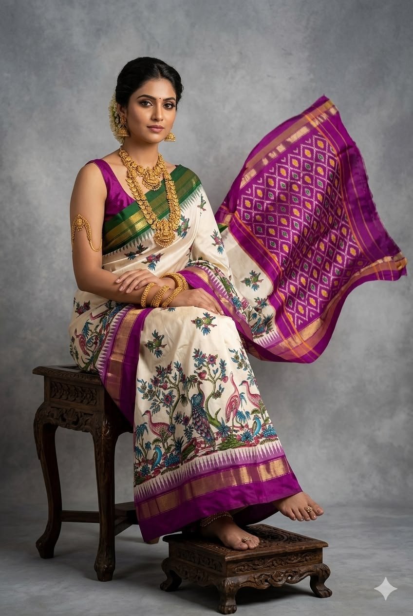 Ikat Print Saree - PUSNG22-IPRSIICDC-25