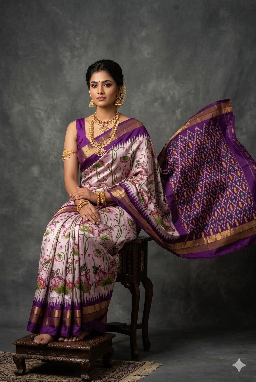 Ikat Print Saree - PUSNG22-IPRSIICDC-26