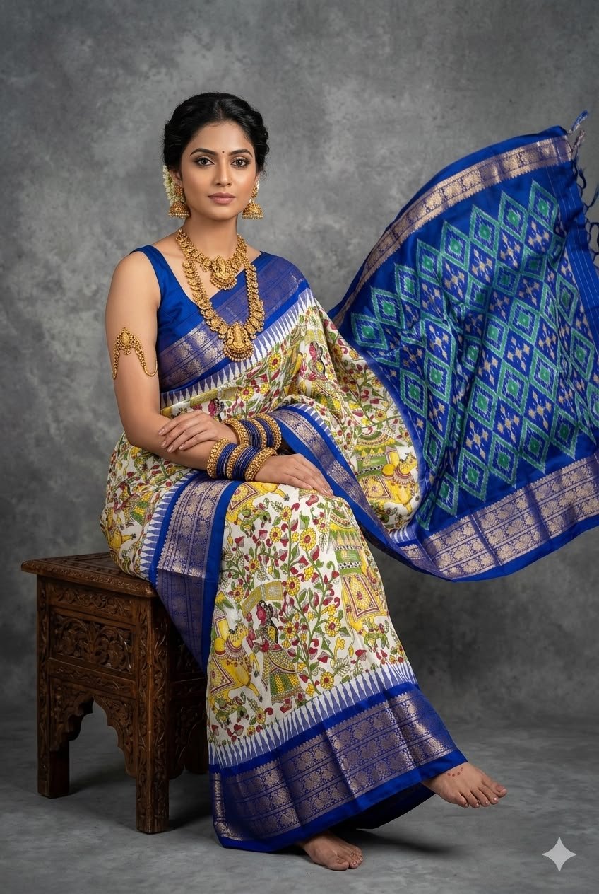 Ikat Print Saree - PUSNG22-IPRSIICDC-27