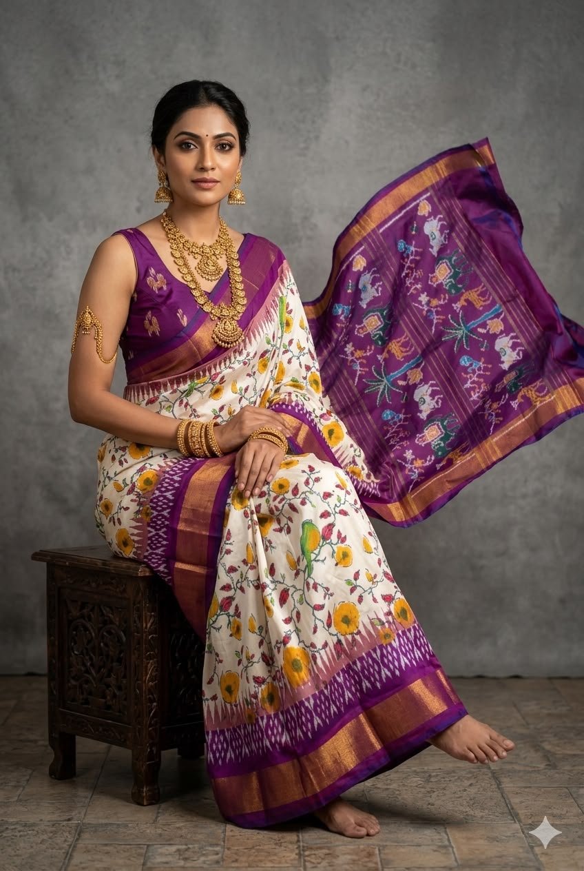 Ikat Print Saree - PUSNG22-IPRSIICDC-28