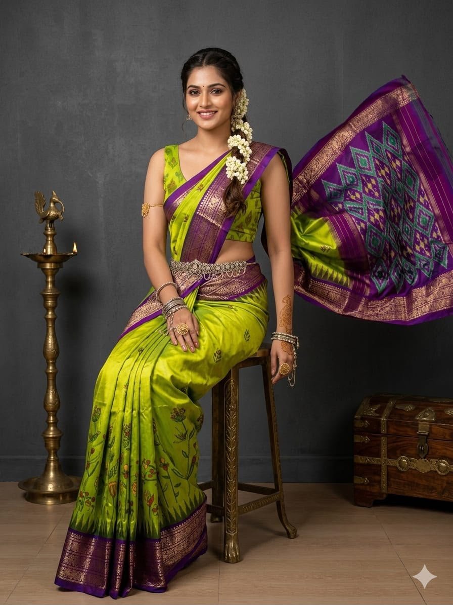 Ikat Print Saree - PUSNG22-IPRSIICDC-34