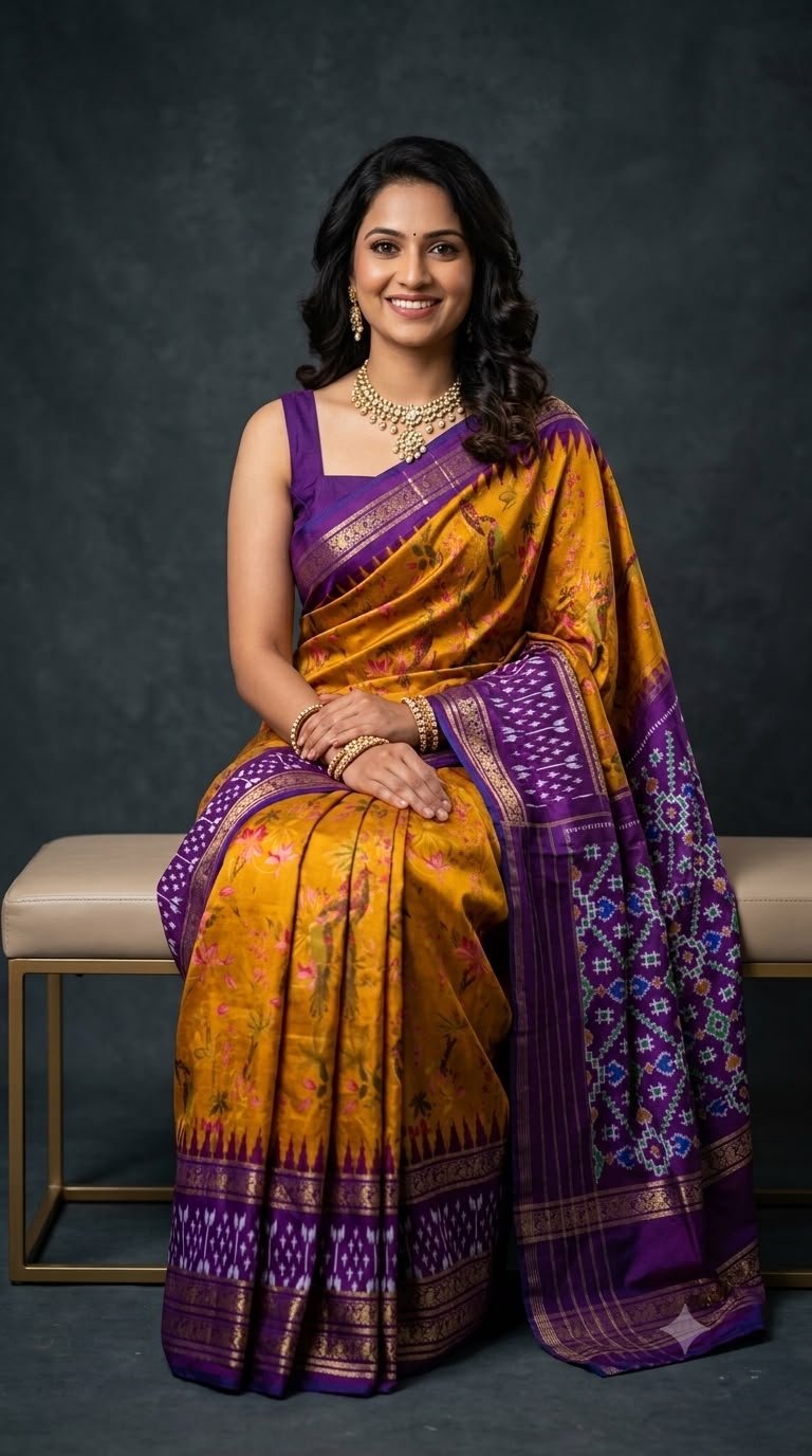 Ikat Print Saree - PUSNG22-IPRSIICDC-43
