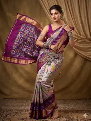 Ikat print sarees