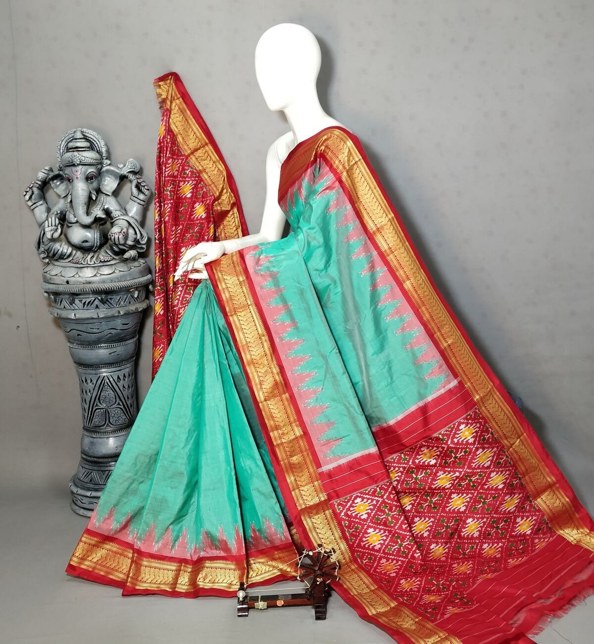 Kanchi border ikat pallu saree - PALUY16-KBIPDNBDC-02