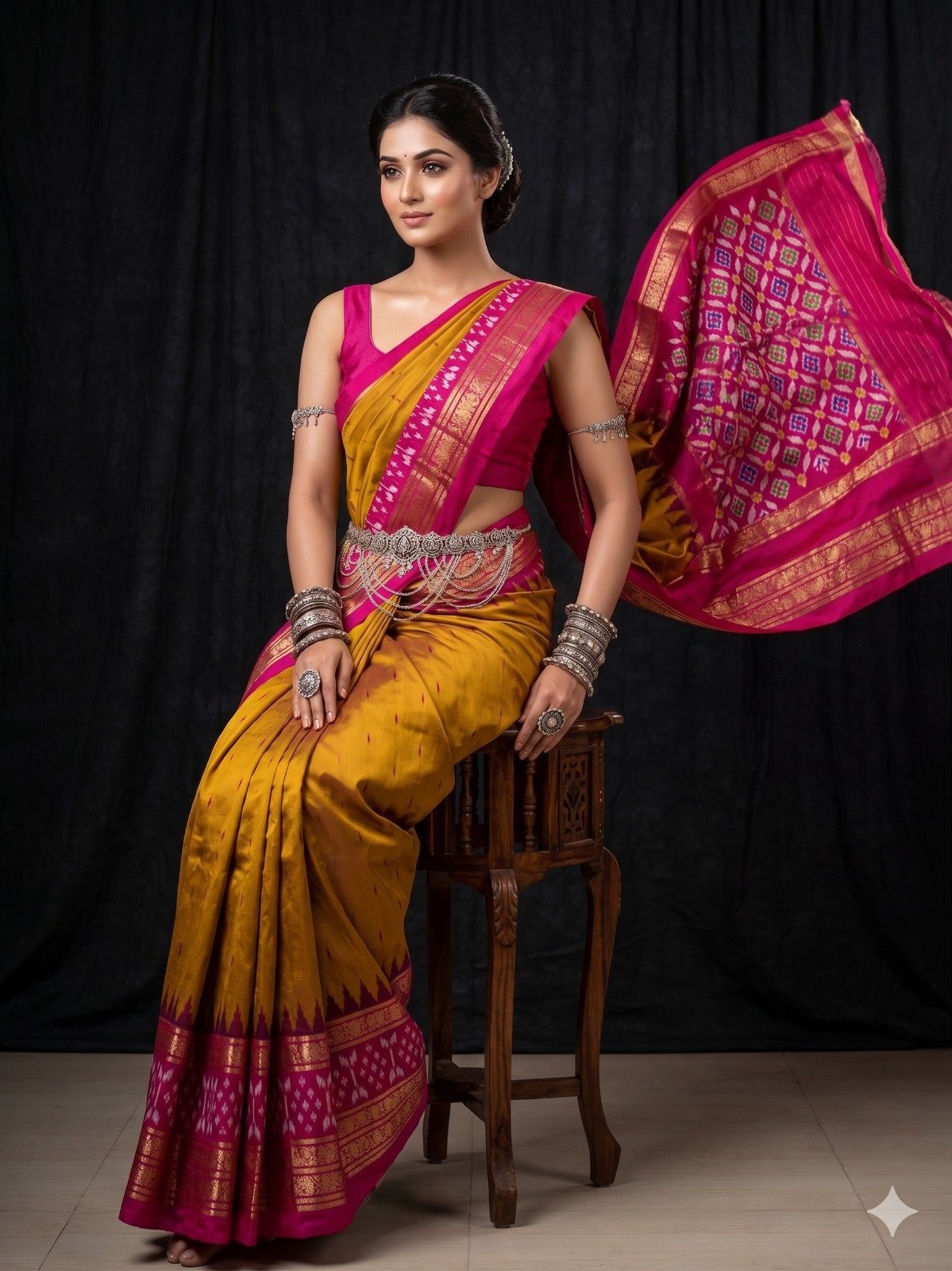 Kanchi border ikat pallu saree - PANHY21-KBIPDNNCD-09