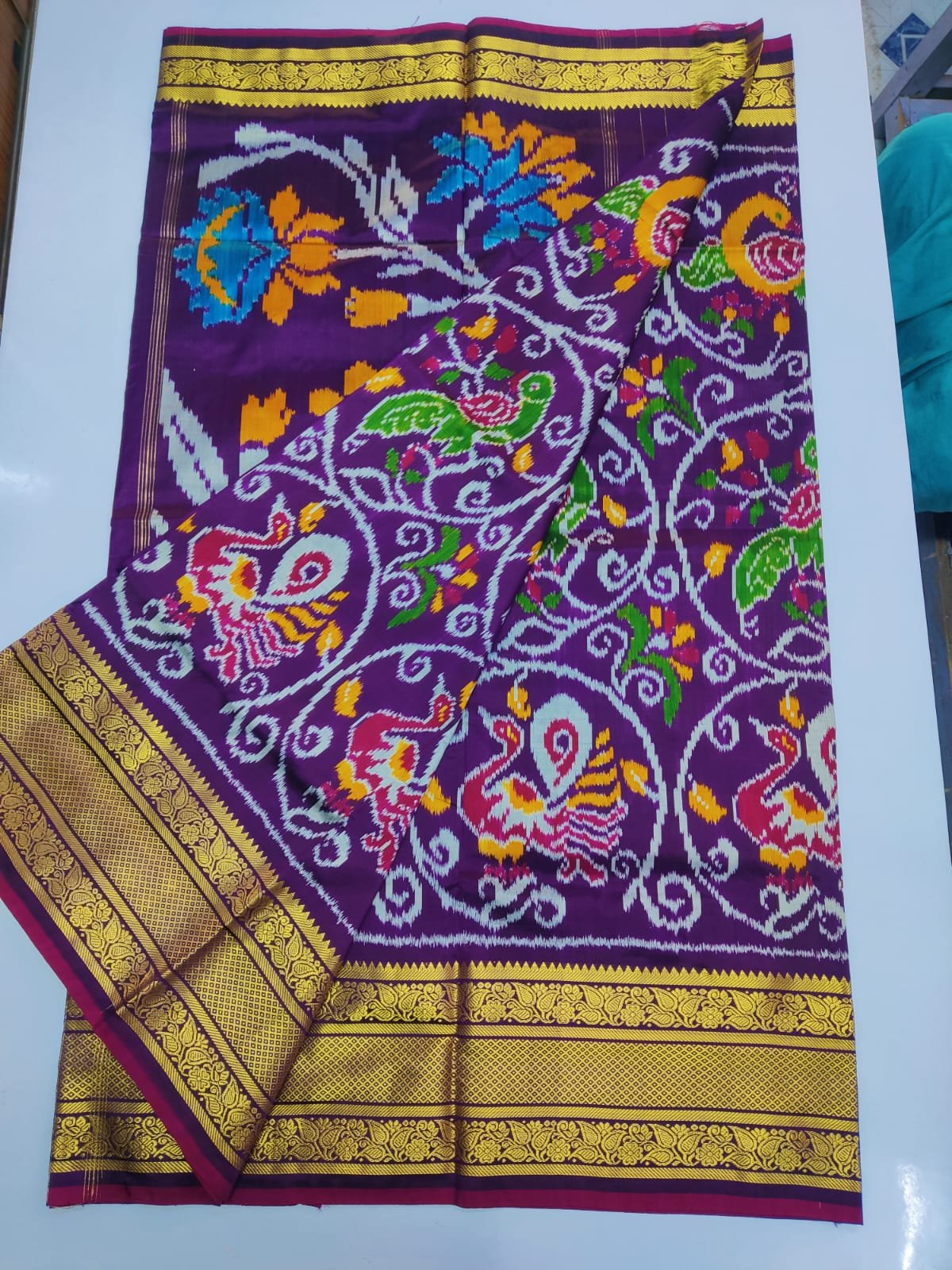 Kanchi border ikat pallu saree - PDLSY06-KBIPIZSDC-01