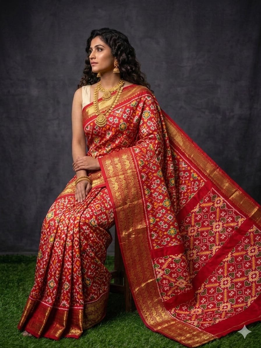 Kanchi border ikat pallu saree - PDLSY12-KBIPICBDD-05