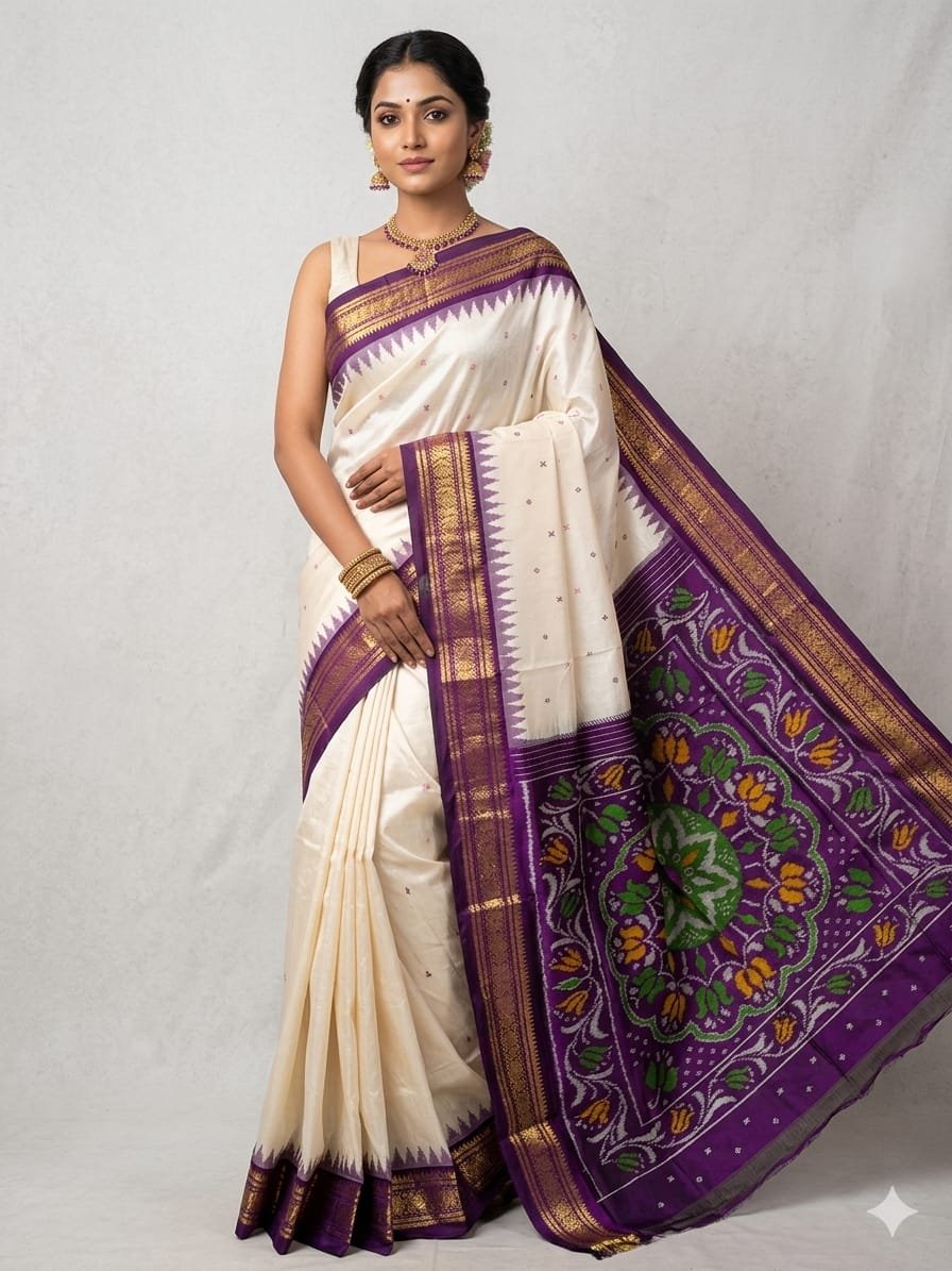 Kanchi border ikat pallu saree - PDLSY16-KBIPIZCCD-02