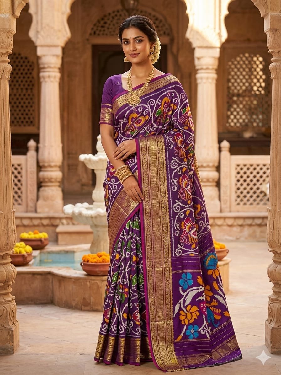 Kanchi border ikat pallu saree - PDLSY21-KBIPIZSCD-05