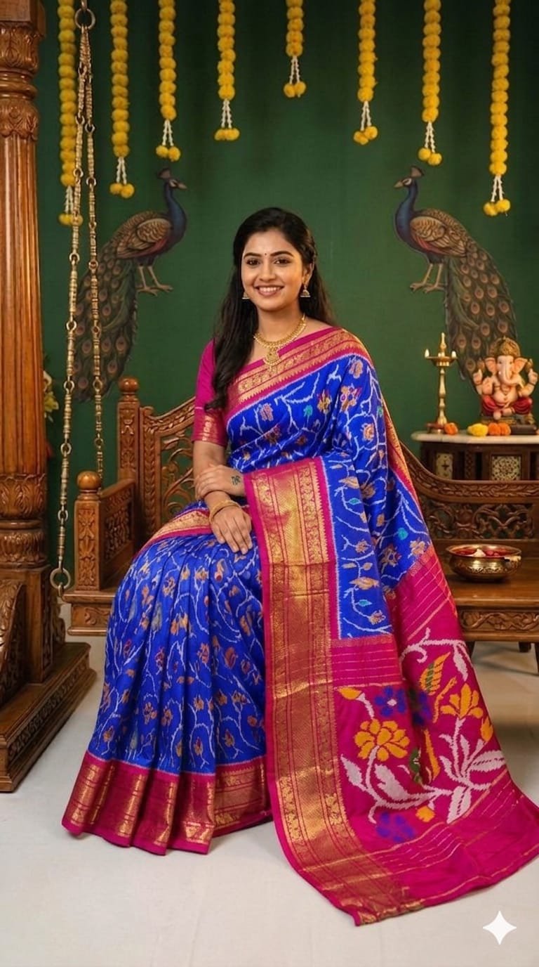 Kanchi border ikat pallu saree - PDLSY21-KBIPIZSCD-08