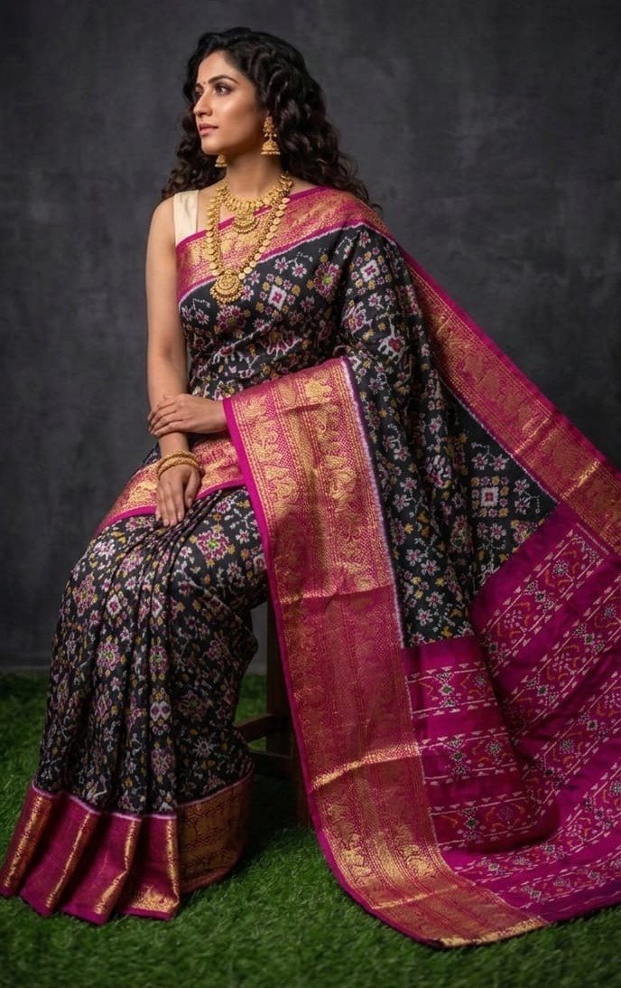 Kanchi border ikat pallu saree - PDLSY23-KBIPIDBDC-14