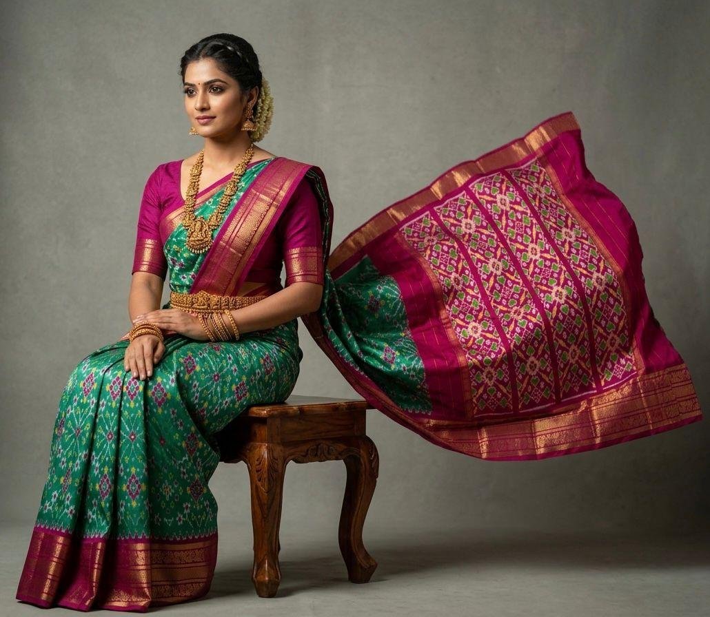 Kanchi border ikat pallu saree - PSNTY14-KBIPIIDCD-03
