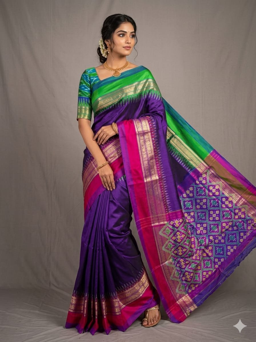 Kanchi Border Ikat - PDLSY31-KBIPCBBCD-01