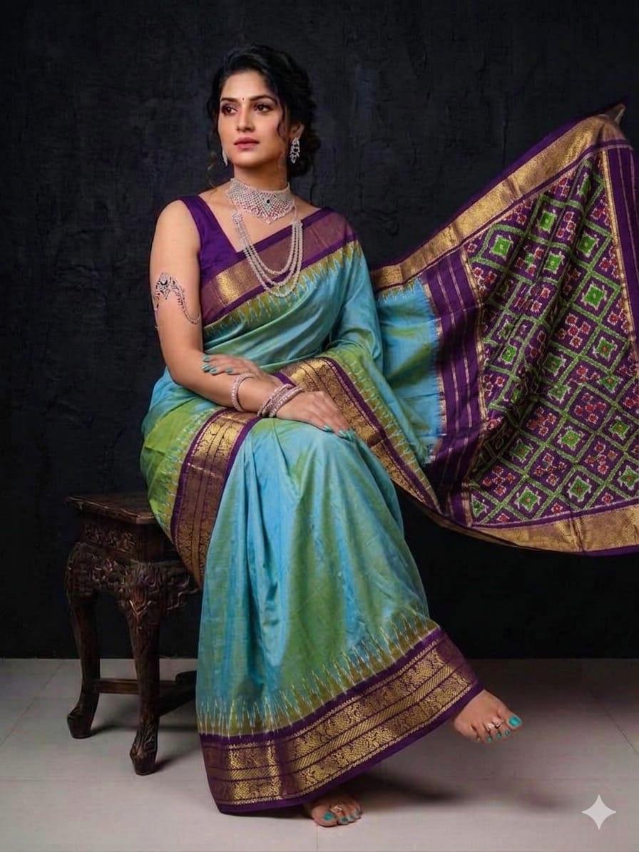 Kanchi Border Ikat - PSRGY20-KBIPDNFDC-02