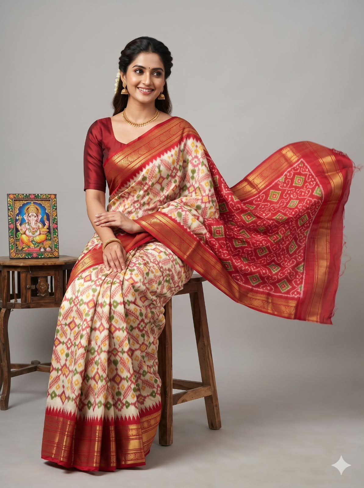 Kanchi Border Ikat - PSSIO28-KBIPIZFCC-03