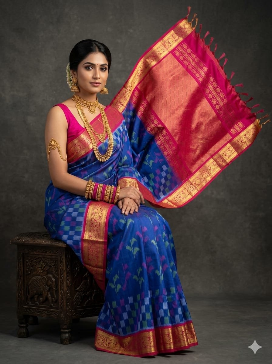 Kanchi Border Ikat - PSTHL25-KBRPICDCD-18