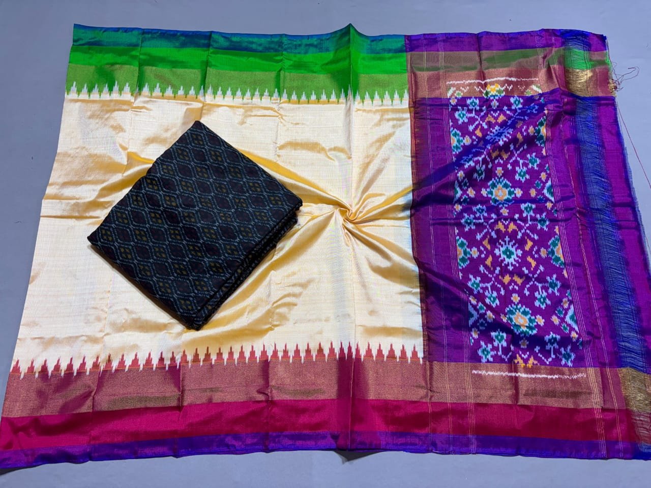 Silk Dupatta Sico Top - PSSIY21-SDSTDFXDD-03