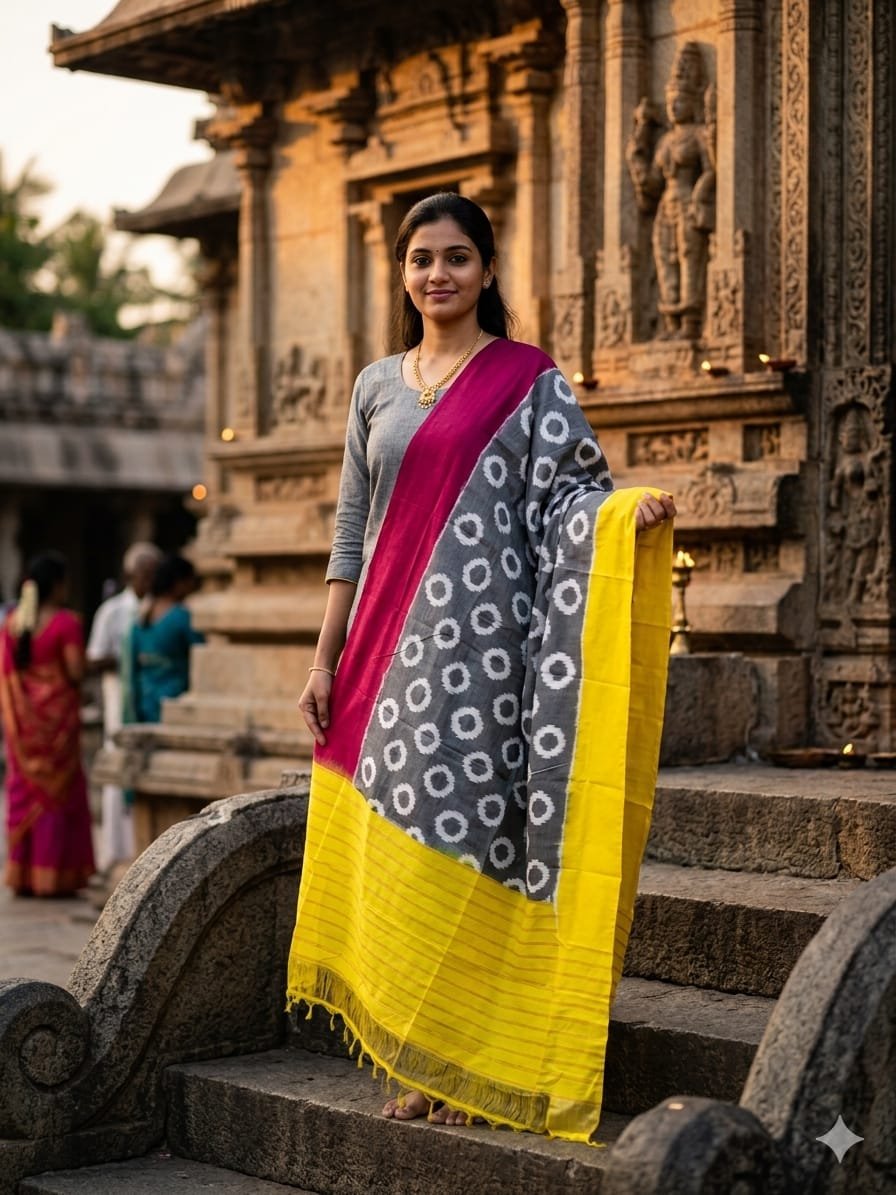 Silk Dupatta - PGMRY26-ISDPDEZCD-05