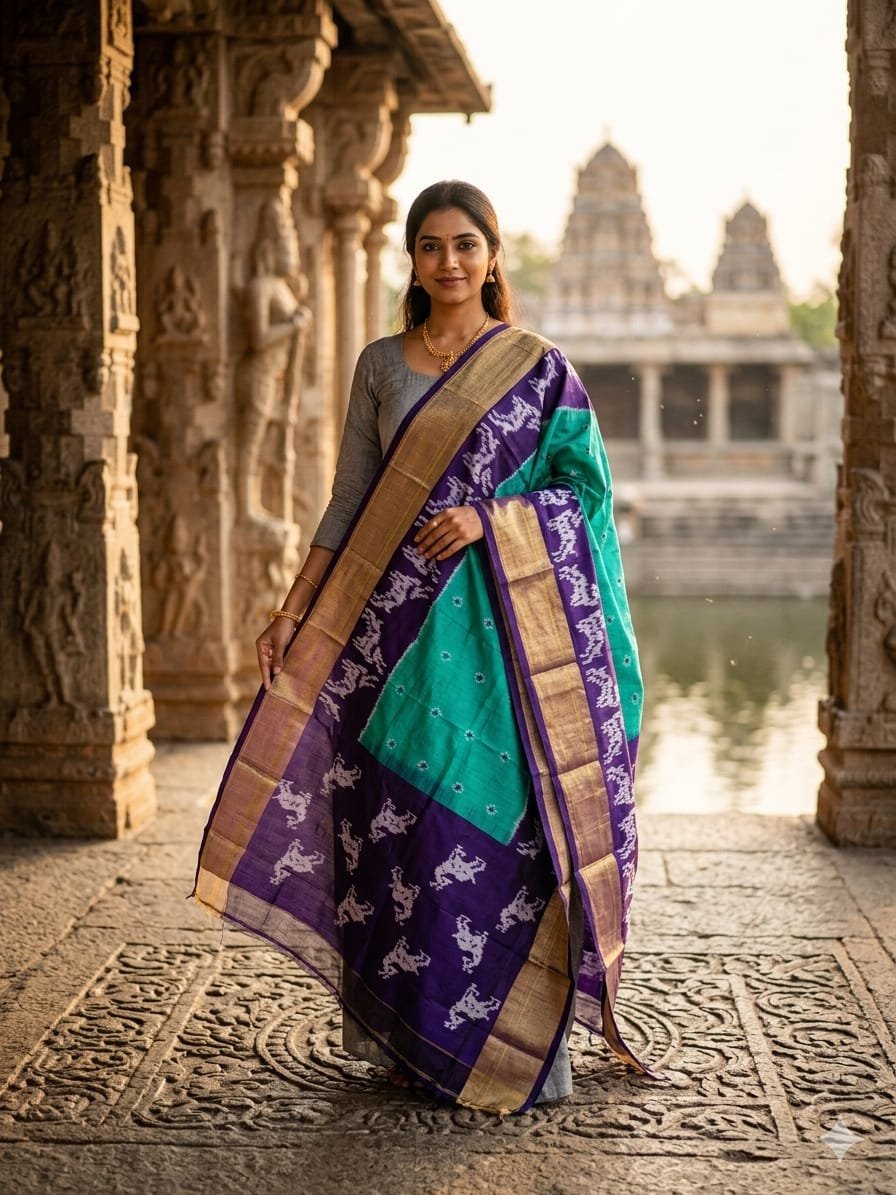 Silk Dupatta - PGMRY26-ISDPDEZCD-08