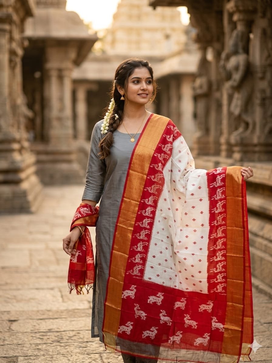 Silk Dupatta - PGMRY26-ISDPDEZCD-12
