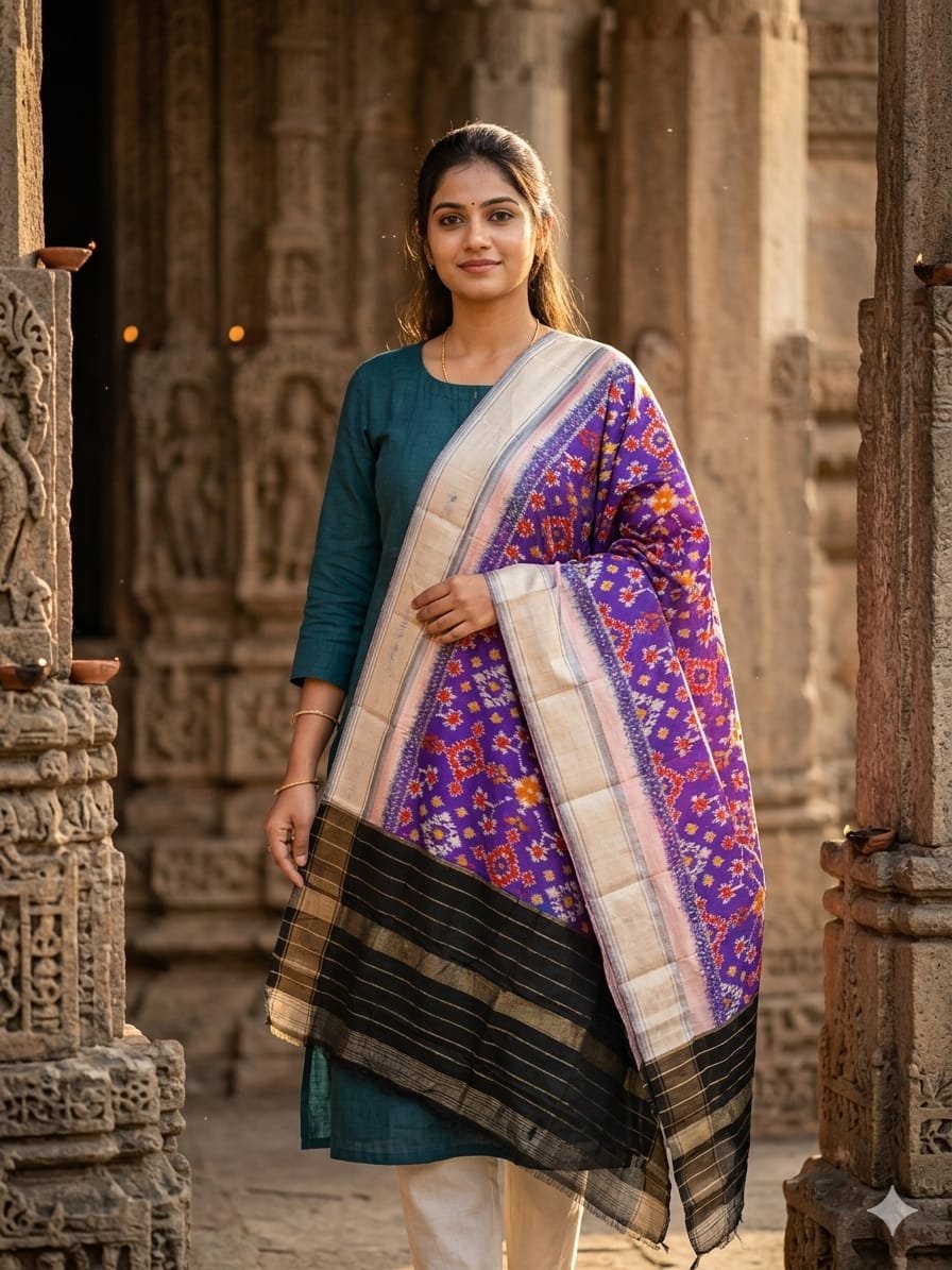 Silk Dupatta - PGMRY26-ISDPDEZCD-18