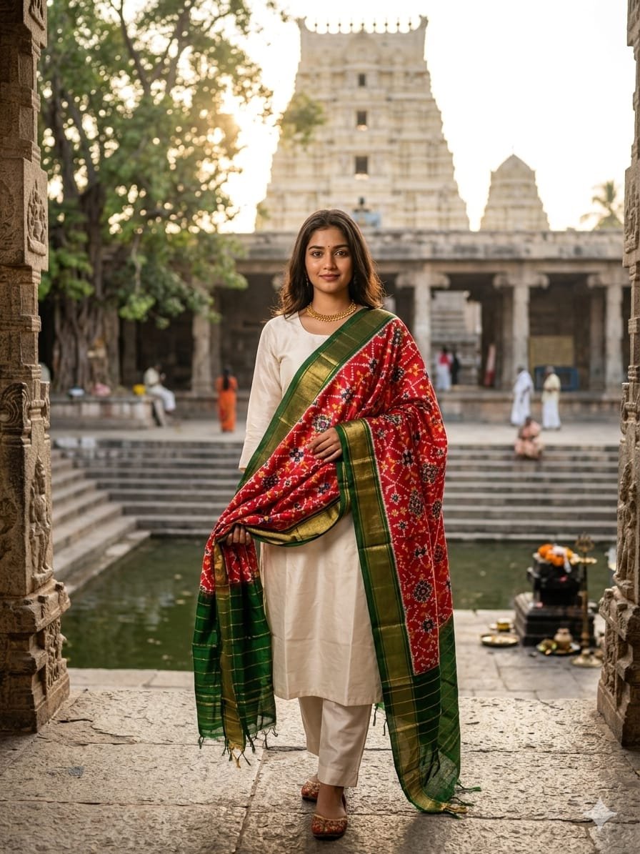 Silk Dupatta - PGMRY26-ISDPDEZCD-19