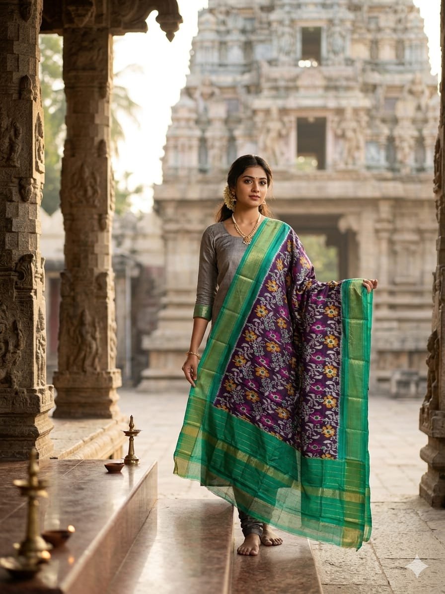 Silk Dupatta - PGMRY26-ISDPDEZCD-20