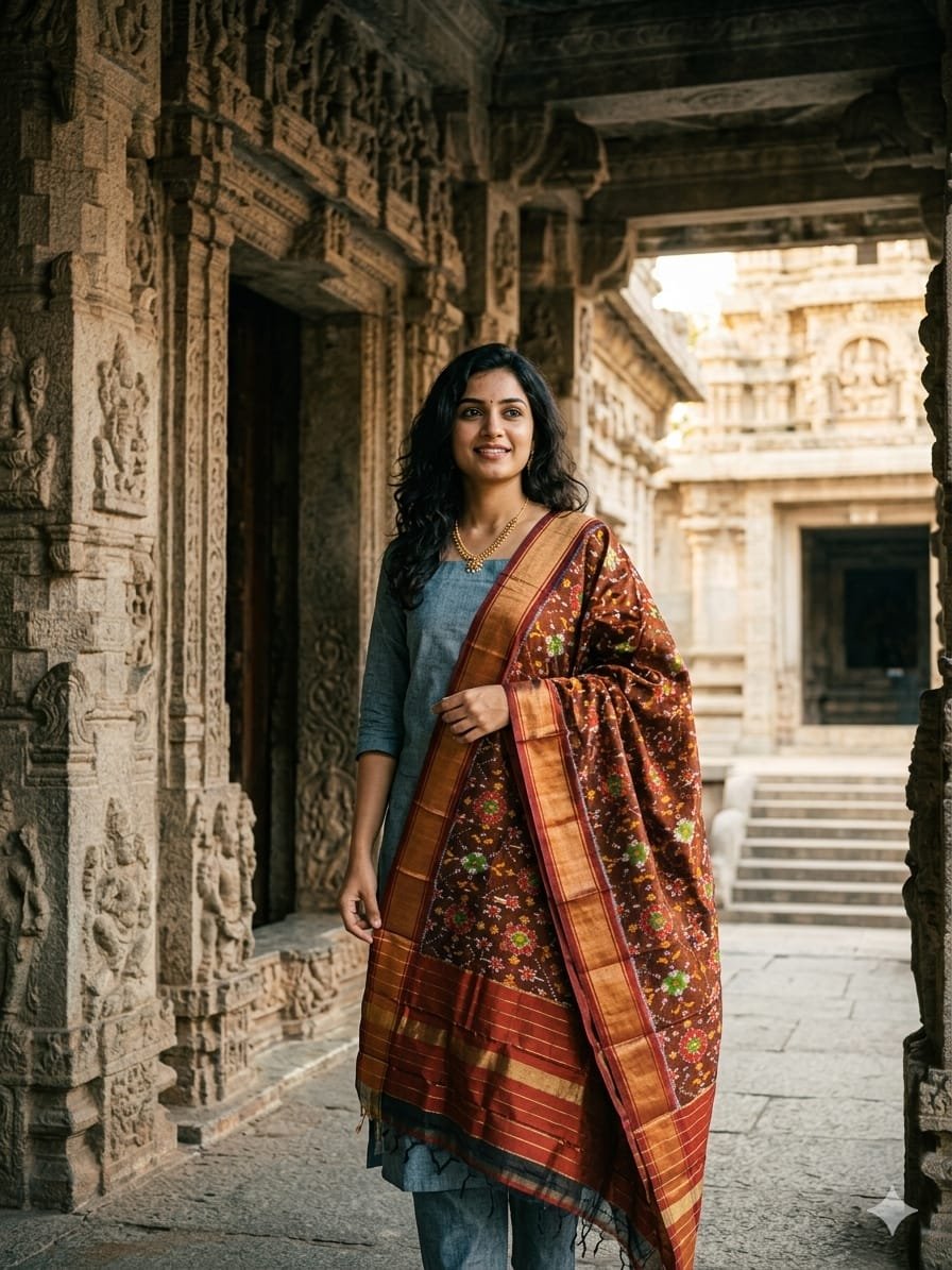 Silk Dupatta - PGMRY26-ISDPDEZCD-25