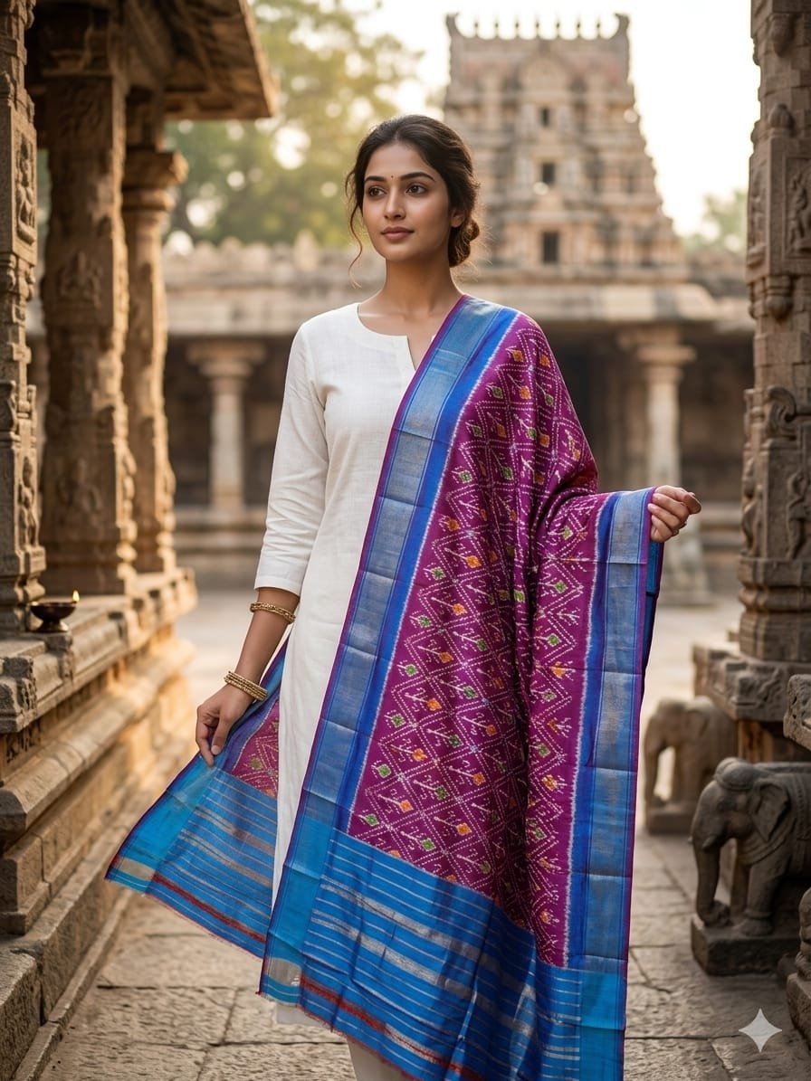 Silk Dupatta - PGMRY26-ISDPDEZCD-30