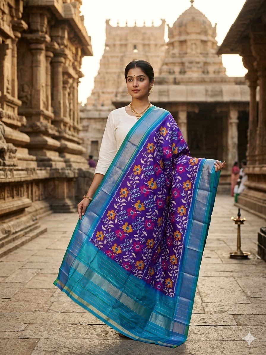 Silk Dupatta - PGMRY26-ISDPDEZCD-34