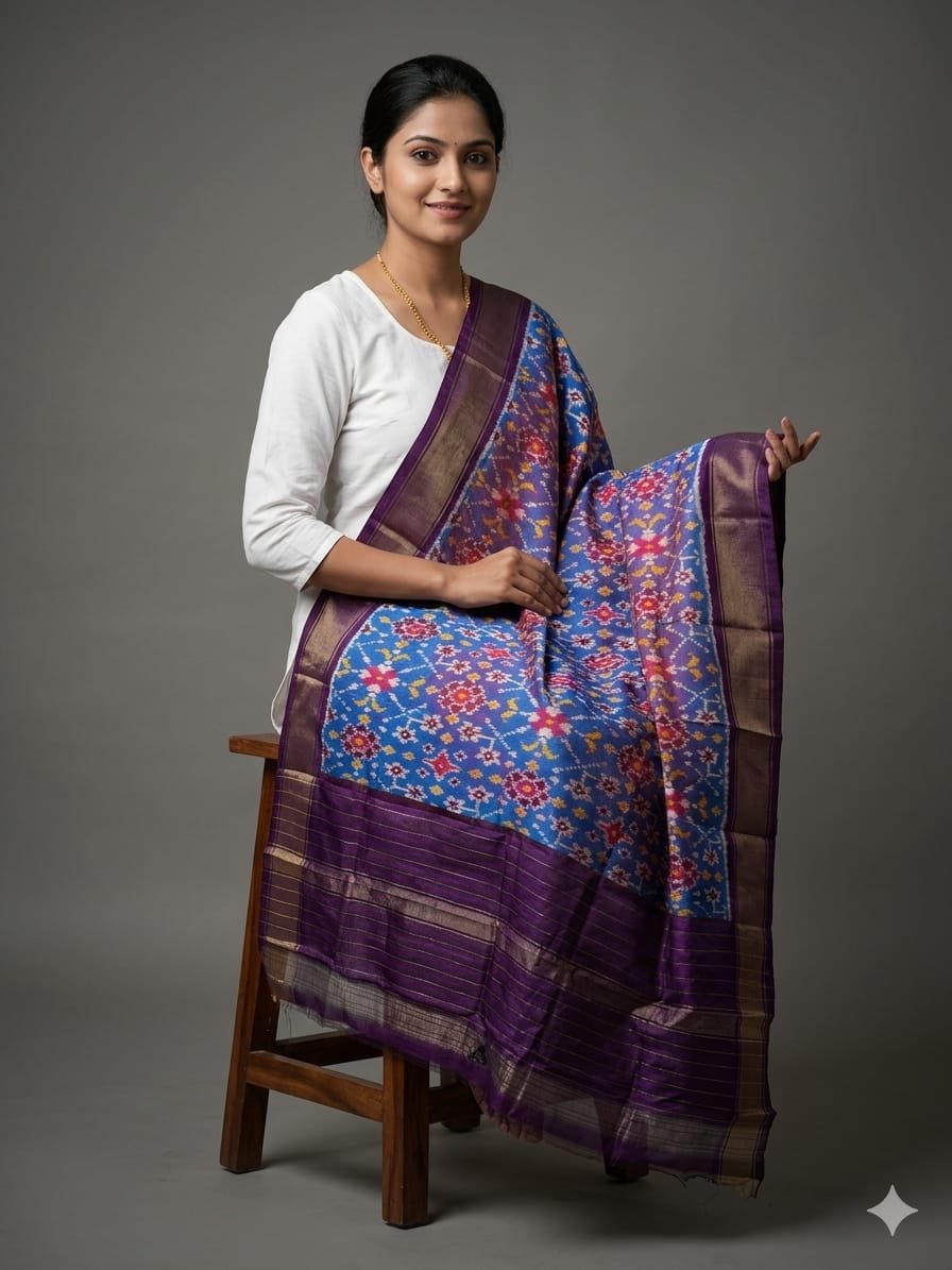 Silk Dupatta - PGMRY26-ISDPDEZCD-40