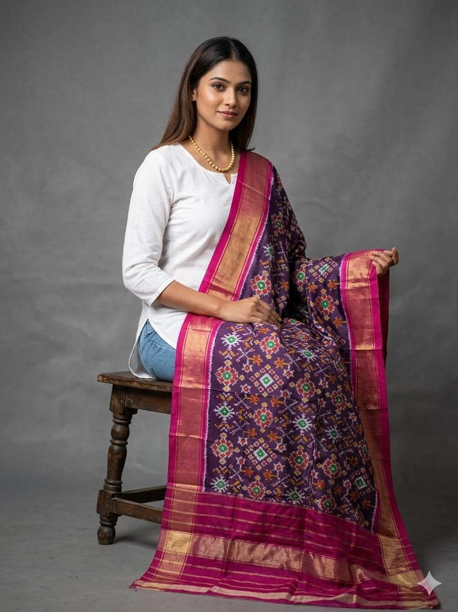 Silk Dupatta - PGMRY26-ISDPDEZCD-41