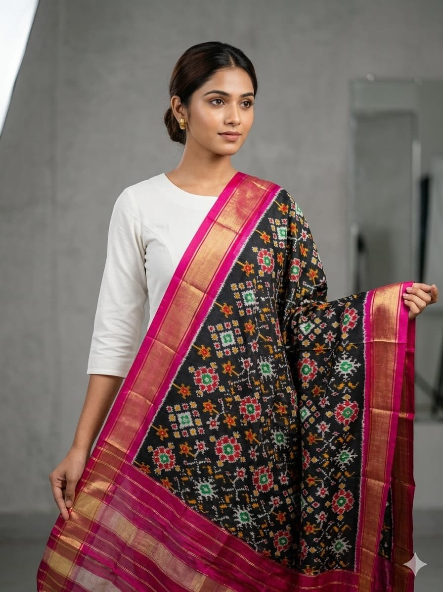 Silk Dupatta - PGMRY26-ISDPDEZCD-44
