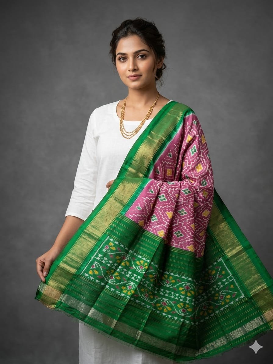 Silk Dupatta - PGMRY26-ISDPDEZCD-48